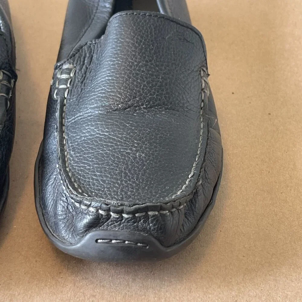 Mens Tommy Bahama  71/2 D Orion Leather Loafers Black Slip-On‎ Casual Shoes